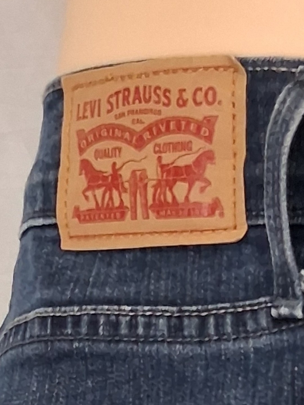 Levi 505 Strauss & Co. Jeans with Leather Patch - Dark Indigo Size 12 - Picture 3 of 17